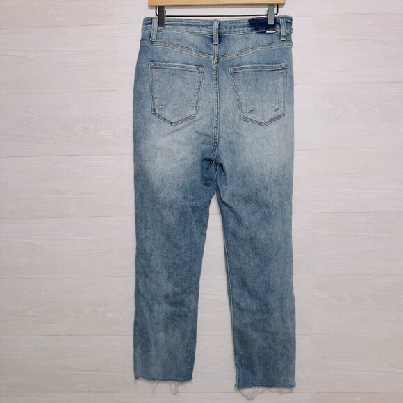 Risen Jeans Women's Crossover Light Wash High Waisted Straight Leg Ankle Jeans - Picture 5 of 7